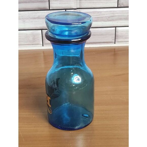 Vintage Turquoise Glass Belgium Jar Blue Apothecary VIO-BEC Bottle With Lid Made - Picture 4 of 7